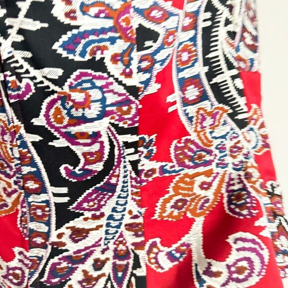 Kay Unger Satin Paisley Print Draped Boned Bodice Corset Top 12 - Picture 5 of 6